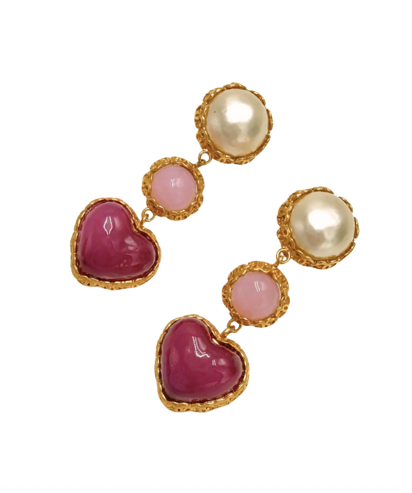 Chanel Heart Gripoix Earrings Collection 28 – Pink
