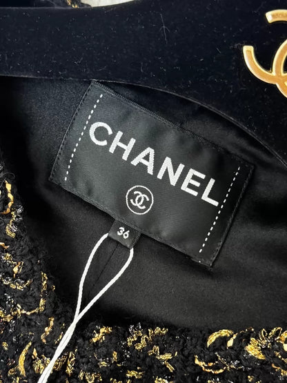 Chanel 19A Black and Gold Tweed Jacket