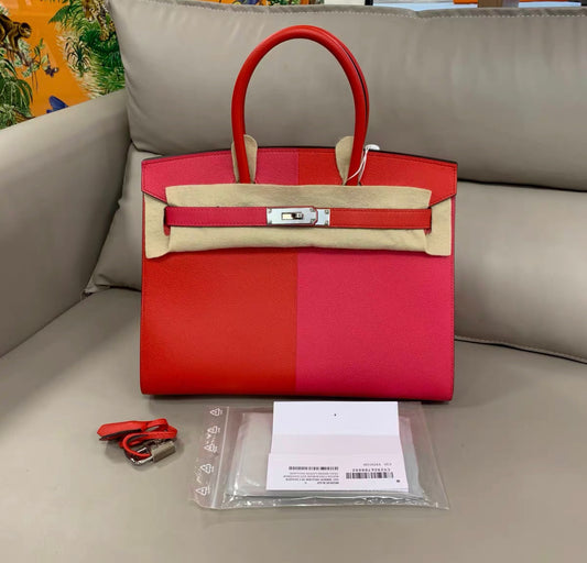 Hermès Kazak Birkin 30 in Red/Pink Epsom leather Palladium Hardware handbag