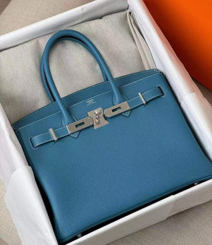 Hermes Birkin 30 Bleu Jean Togo Palladium hardware