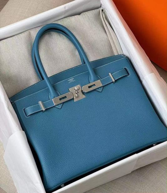 Hermes Birkin 30 Bleu Jean Togo Palladium hardware