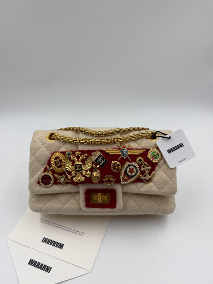 Rare Chanel 2009 Pre-fall Paris Moscow 2.55 badge bag