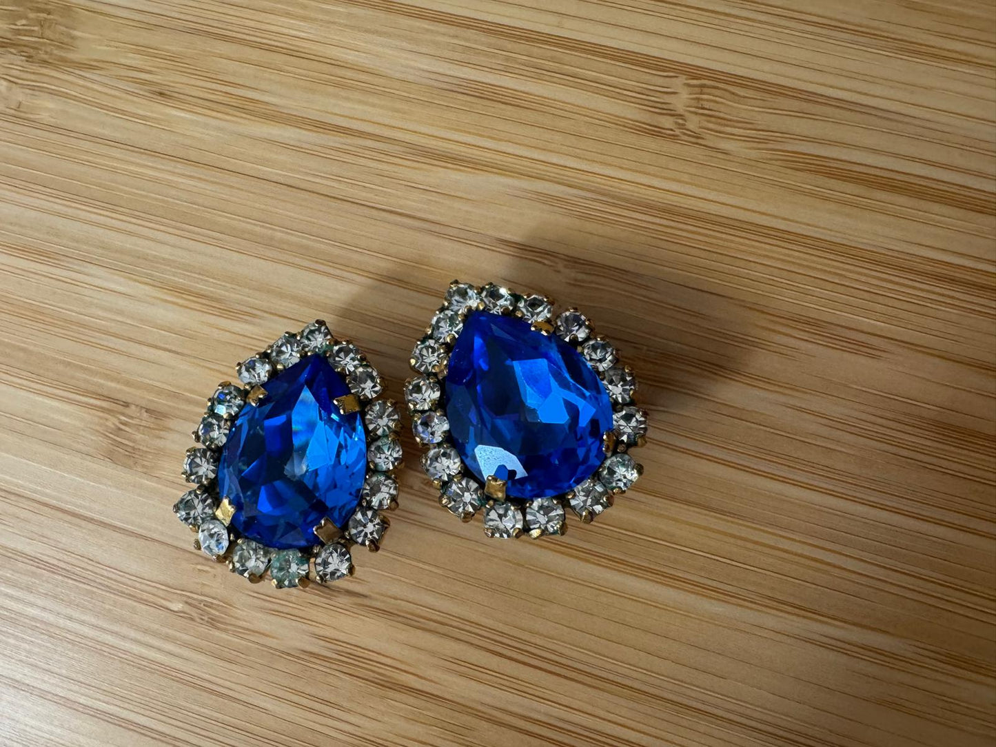 Chanel Vintage 95P Blue Rhinestone Barbie Earrings