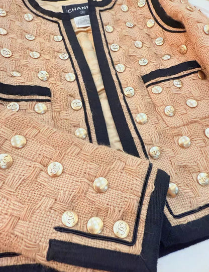 Chanel 08A beige wool tweed jacket