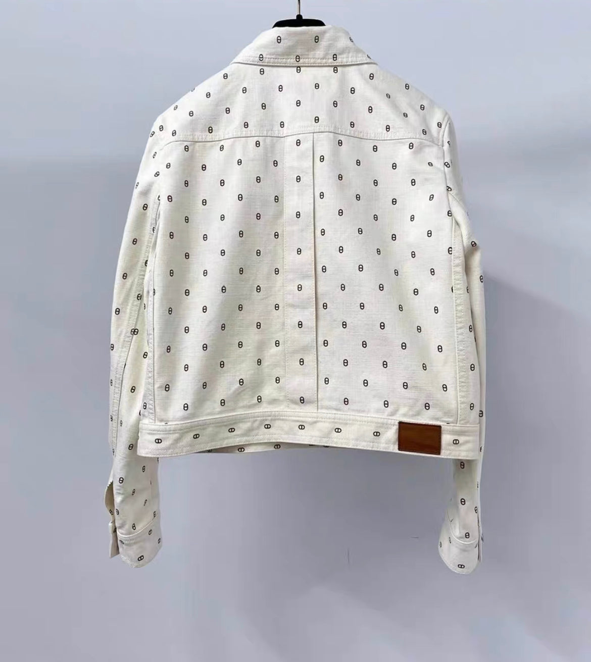 Hermès 23SS Cotton Denim Jacket size 42 Ladies' White Chaîne d'Ancre