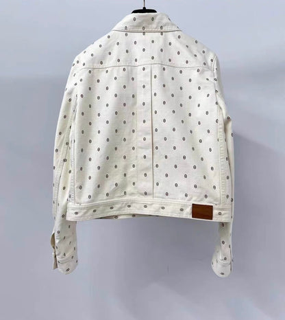 Hermès 23SS Cotton Denim Jacket size 42 Ladies' White Chaîne d'Ancre