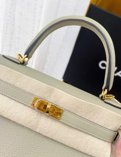 Hermes Kelly 25 sage green gold hardware