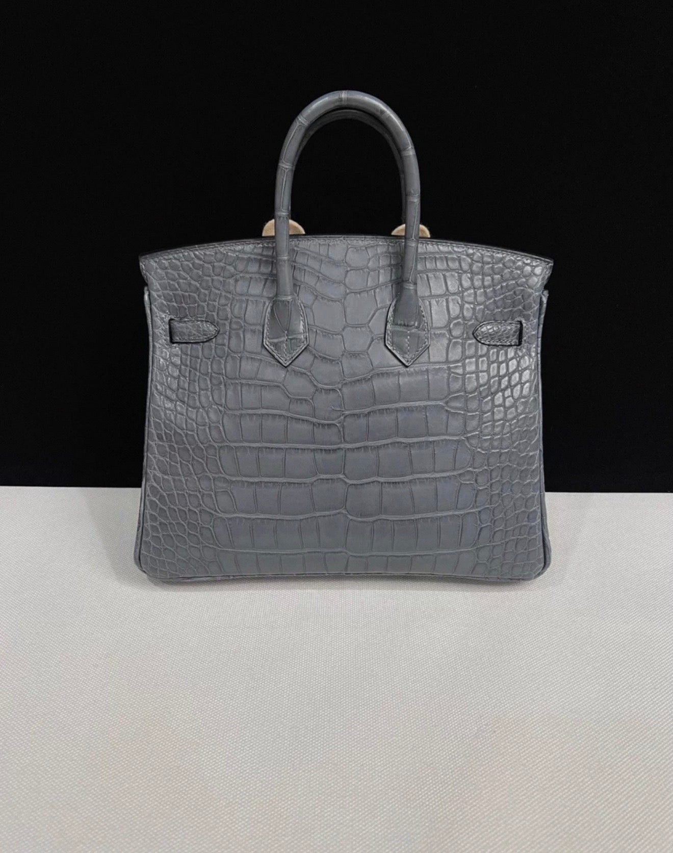 Hermès Birkin 25 grey Gris misty matte crocodile leather palladium