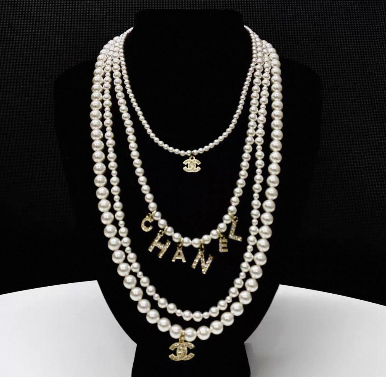 Chanel 20B Double C Diamond Pearl Necklace