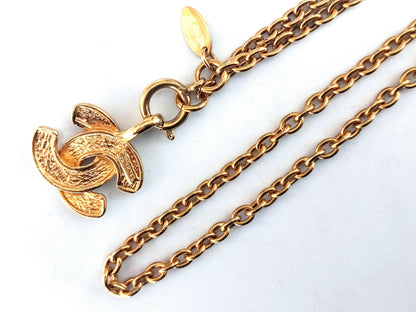 Chanel Vintage 81-85 Gold Plated Quilted Coco Mark Necklace