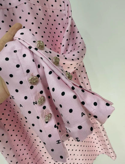 Chanel 24P pink polka shirt