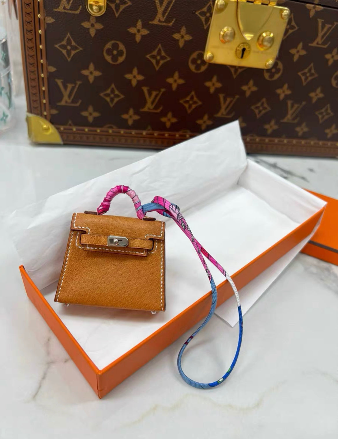 Hermès Toffee Pigskin Kelly Charm