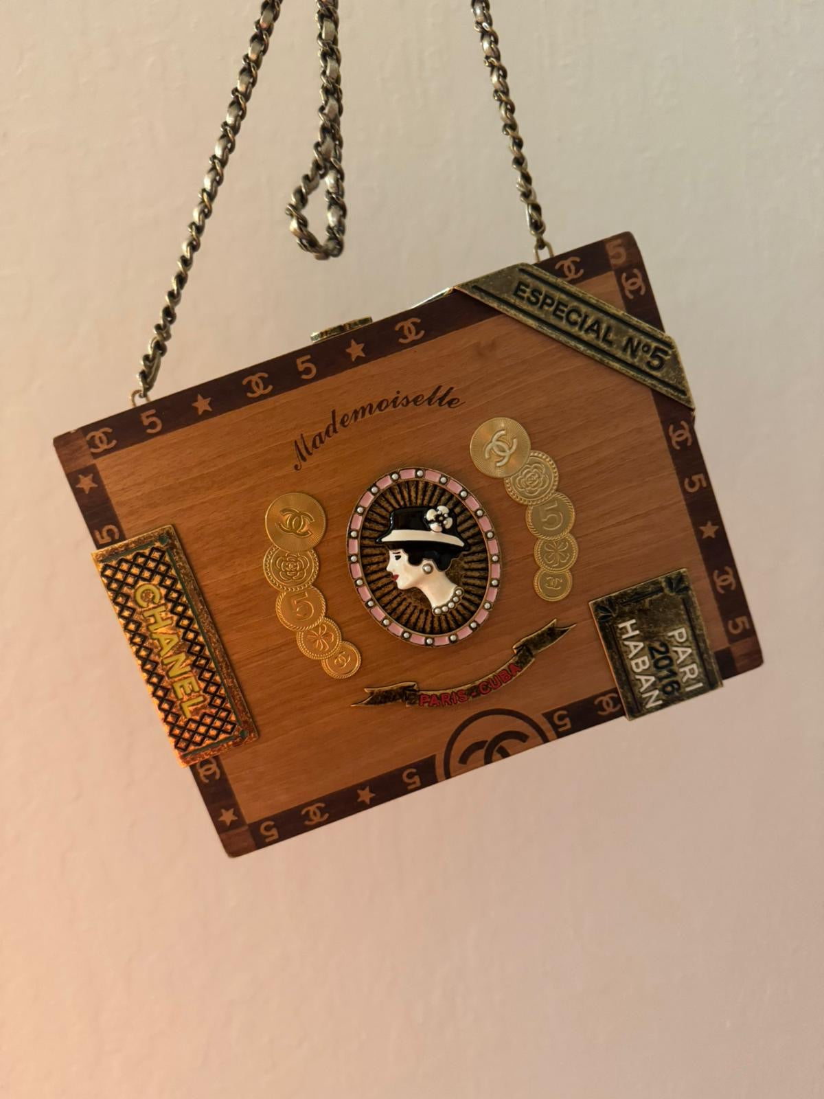 CHANEL Wood Havana By Night Cigar Box Minaudiere Brown