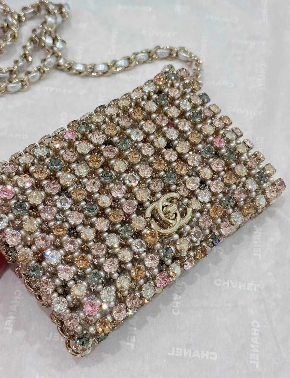 Chanel 21 Multicolor Strass Pearl Mini Evening Bag