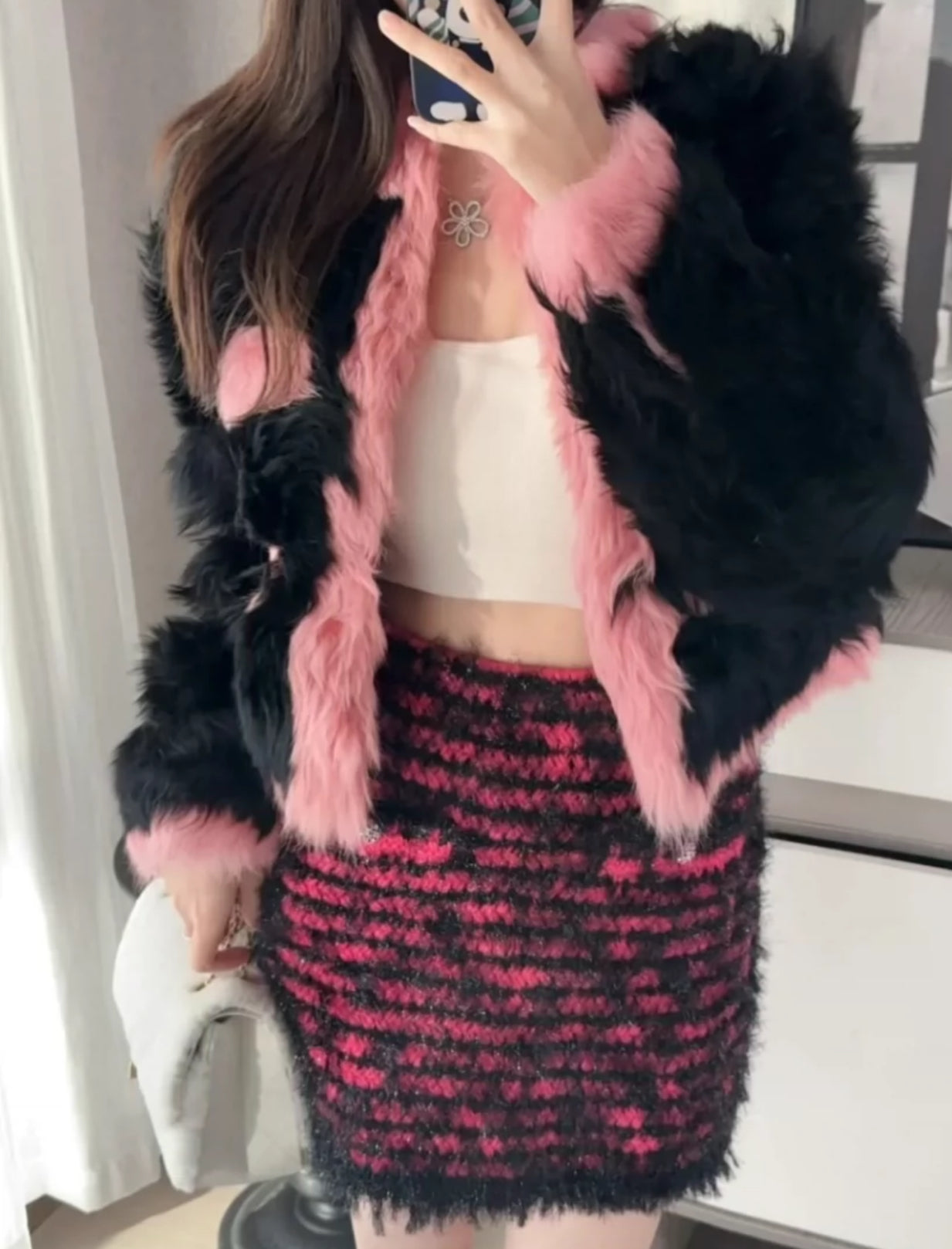 Chanel 21K Fuchsia & Black Skirt