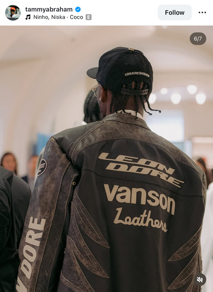 Aimé Leon Dore/ Vanson distressed Leather Moto Jacket - size M