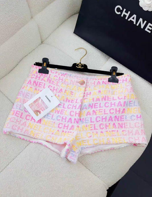 Chanel 24C Multicolore CC tweed short size 38