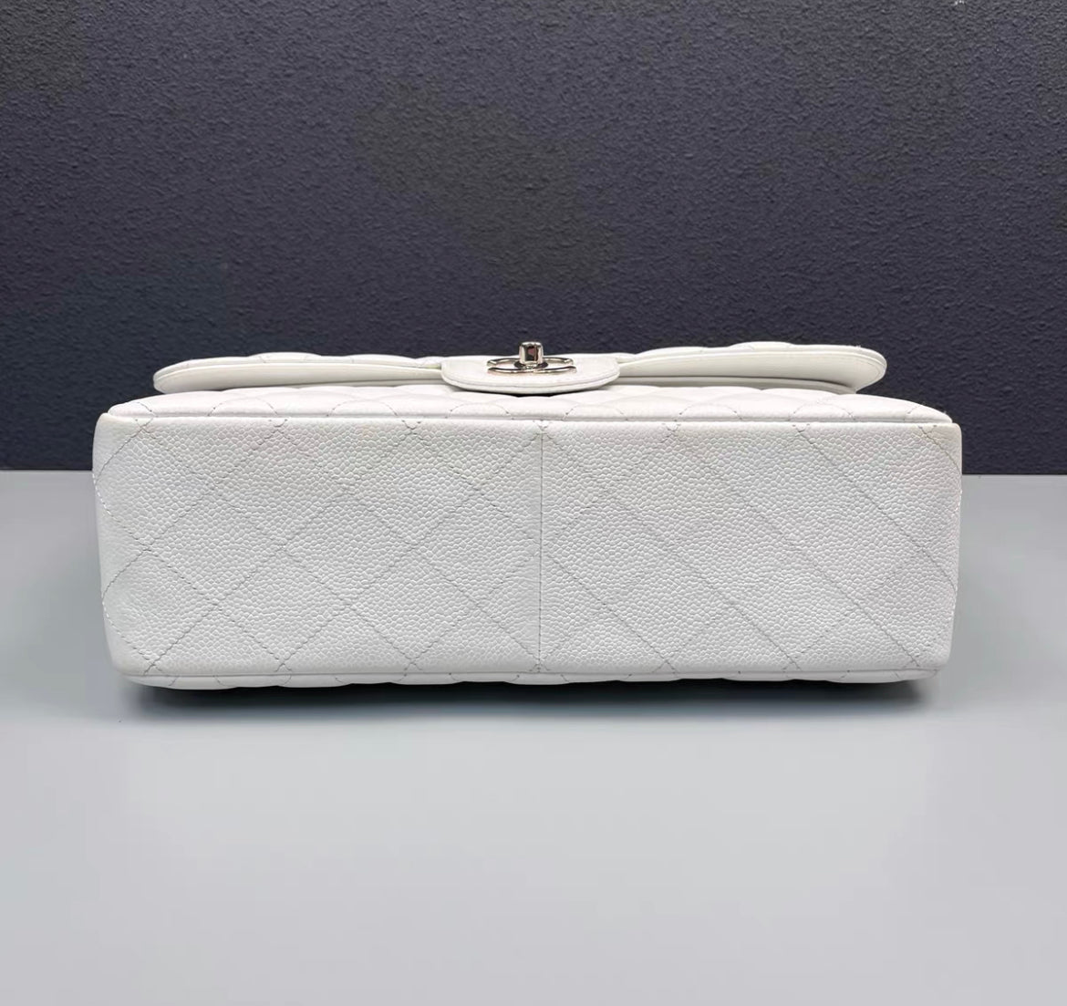 Chanel White Caviar Jumbo Double Flap