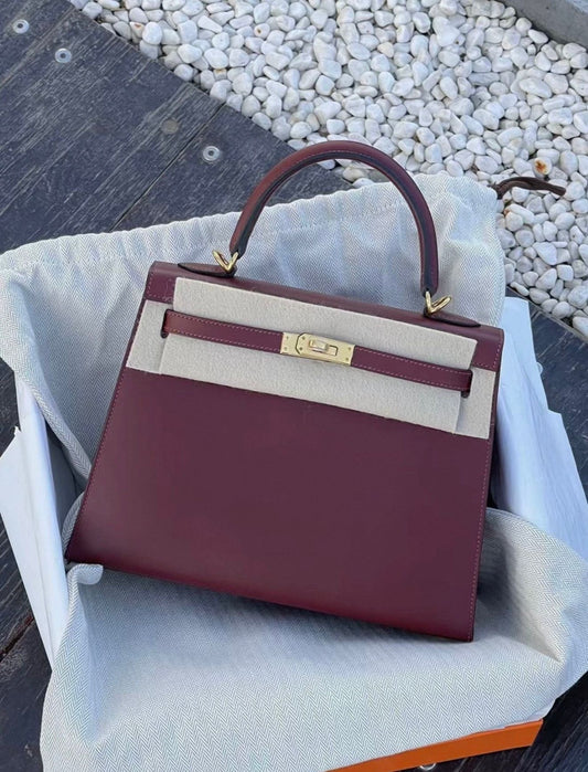 Hermès Kelly 28 Sellier Rouge H Sombrero Matt Box leather Gold Hardware