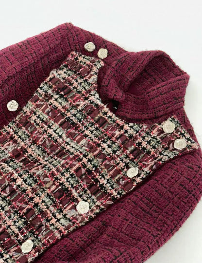 Chanel 23k Burgundy tweed Cardigan 38FR