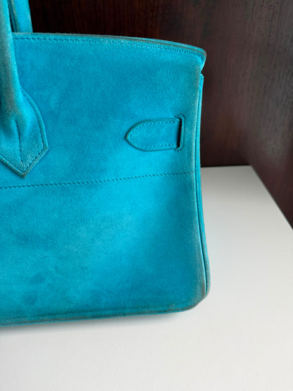 Hermès Birkin Shoulder JPG 42 Blue Turquoise Doblis Suede Leather Palladium Hardware – Ultimate Collector’s Masterpiece