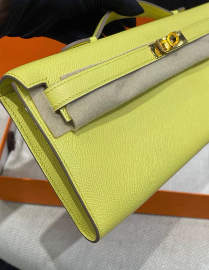 Hermes Kelly cut Yellow Jaune Epsom leather gold hardware
