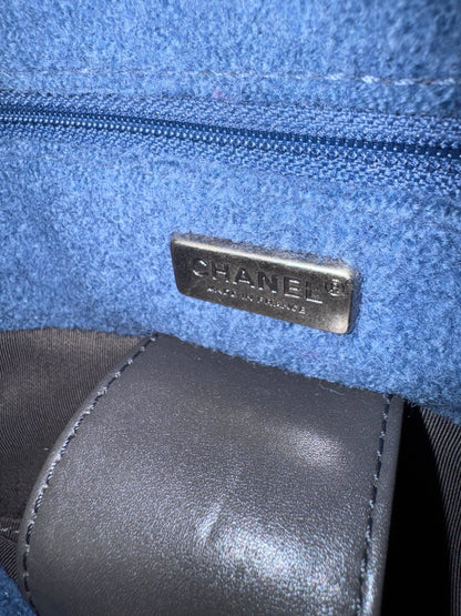 Limited edition Chanel 2015 Blue Fabric Paris-Salzburg Crest Austrian Embroidered Messenger Bag