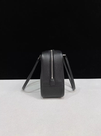 Hermes mini plume black leather palladium hardware