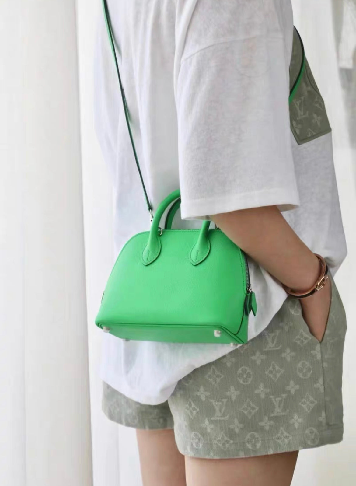 HERMES Bolide 1923 Green Shoulder bag