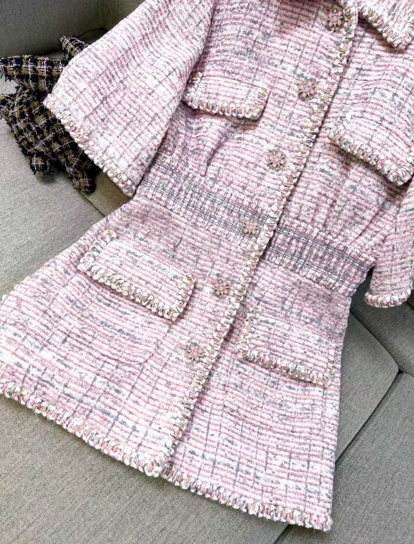 Chanel 19S pink tweed dress
