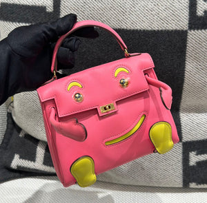 Hermes Kelly doll rose lipstick x limoncello palladium hardware