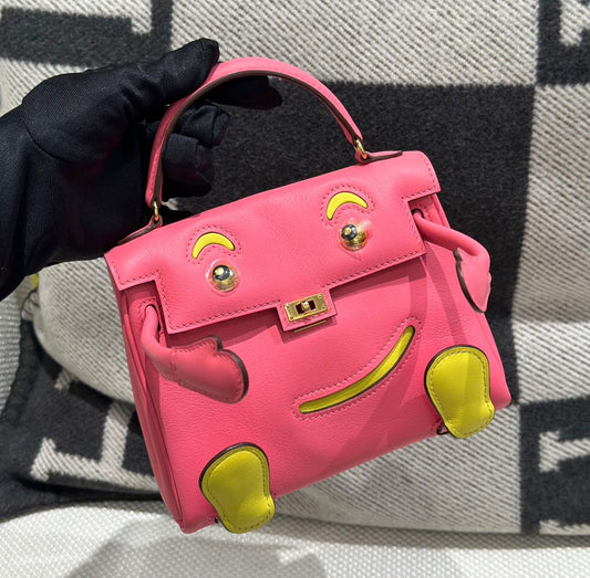 Hermes Kelly doll rose lipstick x limoncello palladium hardware