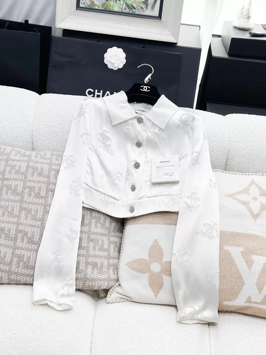 Chanel 22A white ecru silk jacket