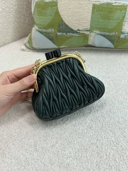 Miu Miu black pleated shell-shaped clip bag