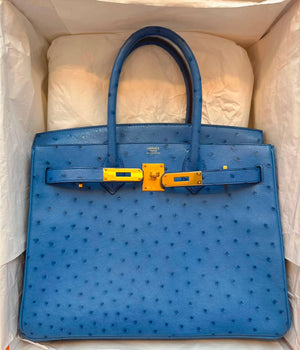 Hermes Birkin 30 Mykonos Ostrich Gold hardware