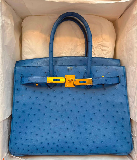 Hermes Birkin 30 Mykonos Ostrich Gold hardware