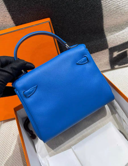 Hermes mini kelly doll blue sapphire palladium hardware