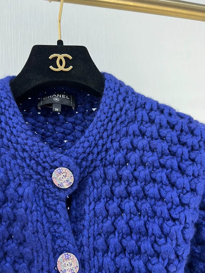 Chanel 22A Royal Blue Knit Cardigan