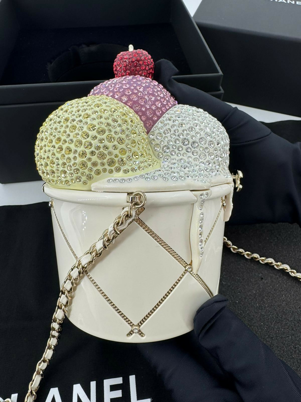 Chanel 2026 Rhinestone Gelato Ice Cream Multicoloured Minaudière Evening Bag