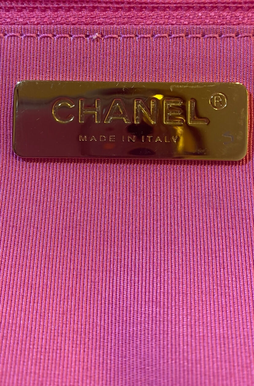 Chanel 19K Giant Large Logo Pink Fuscia Wool Tweed Shopping Bag GHW