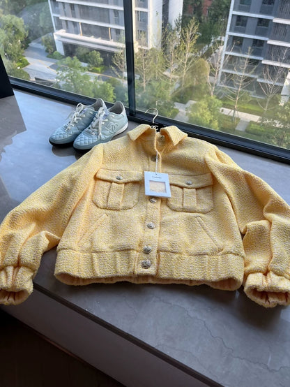 Chanel yellow tweed jacket