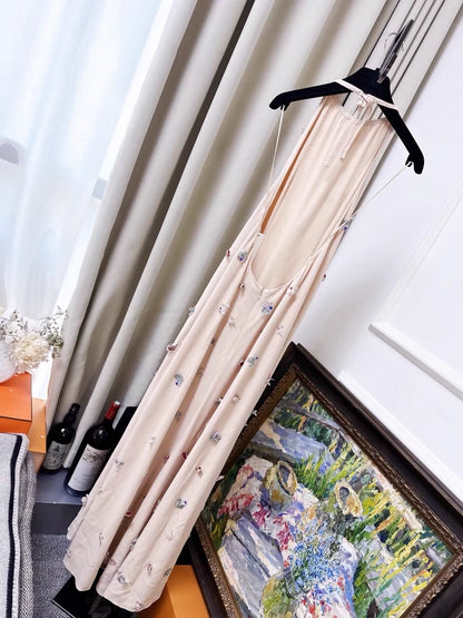 Chanel 23C nude floral beaded dress