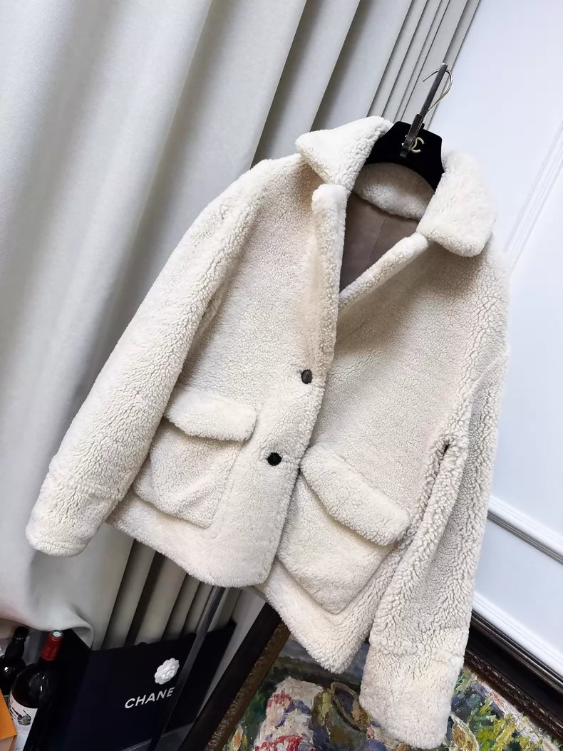 Dior khaki reversible shearling coat