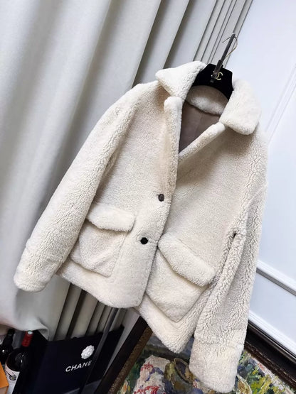 Dior khaki reversible shearling coat