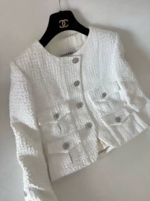 Chanel 22C White Tweed Four-Pocket Jacket