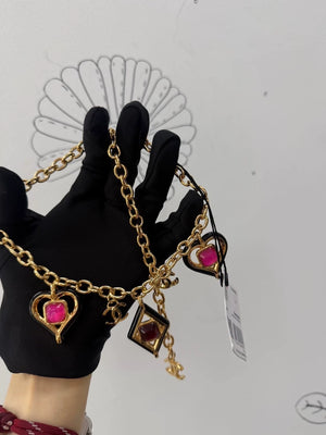 Chanel 23C Tricolor Heart Pendant Necklace