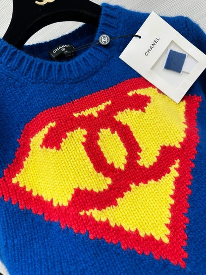 Chanel 26a blue Superman logo sweater