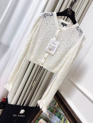 Chanel 23K off-white knit cardigan