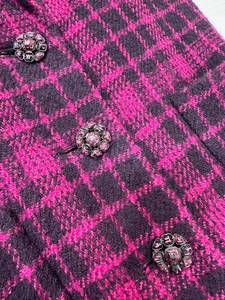 Chanel 22k black purple tweed coat