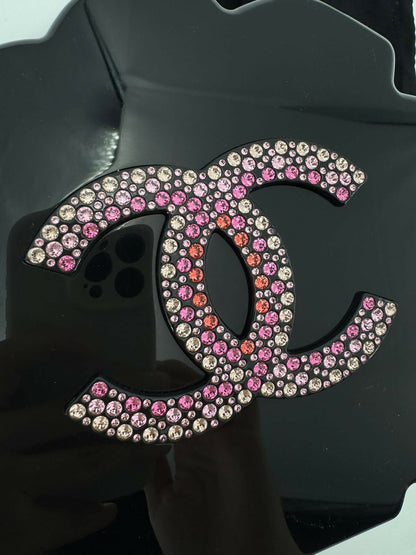 Chanel 2018 Rhinestone Plexiglass Strass Pink and Multicoloured Camellia Minaudiere Clutch Bag